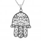Fatima hand hamsa pendant necklace. sterling silver 925 FREE polishing cloth