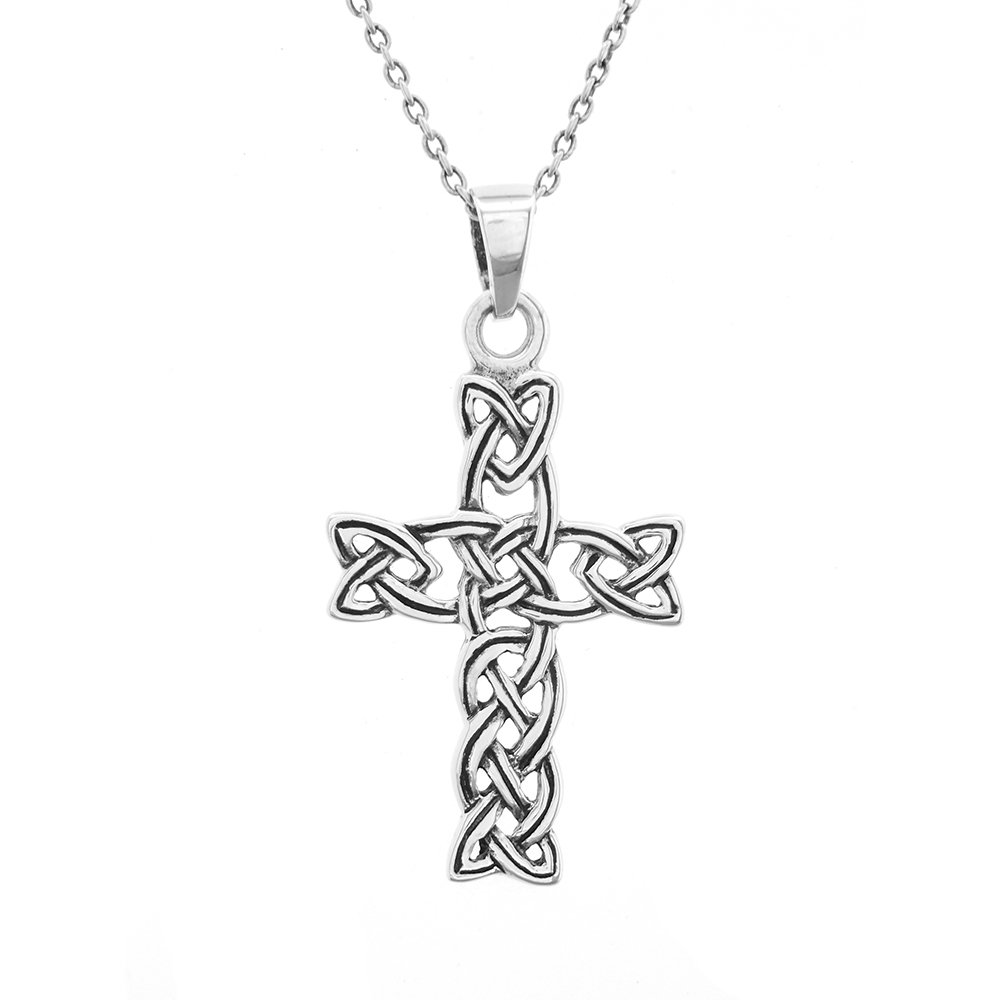 Celtic Cross Pendant Necklace Sterling Silver 925 Free Polishing Cloth 6142