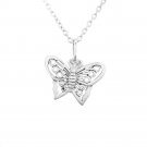 Small Butterfly filigree pendant necklace. sterling silver 925 FREE polishing cloth