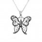 Butterfly filigree setting Marcasite pendant necklace. sterling silver 925 FREE polishing cloth