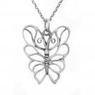 Butterfly filigree pendant necklace. sterling silver 925 FREE polishing cloth