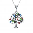 Evil eye enamel on Tree of life pendant necklace. sterling silver 925 FREE polishing cloth