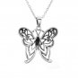 Butterfly filigree setting Marcasite pendant necklace. sterling silver 925 FREE polishing cloth