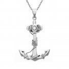 Anchor sailor pendant necklace. sterling silver 925 FREE polishing cloth