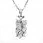 Owl setting amber pendant necklace. sterling silver 925 FREE polishing cloth