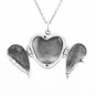 Heart shape double wings cover pendant necklace. sterling silver 925 FREE polishing cloth