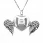 Heart shape double wings cover pendant necklace. sterling silver 925 FREE polishing cloth