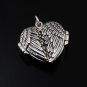 Heart shape double wings cover pendant necklace. sterling silver 925 FREE polishing cloth