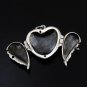 Heart shape double wings cover pendant necklace. sterling silver 925 FREE polishing cloth