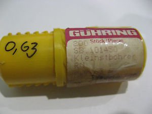200 NEW Guhring HSCO Drill 0,63 mm SB 101450 Spiralbohrer (micro drill)