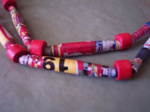 Recycled Art Circular Hand Rolled Bead Necklace