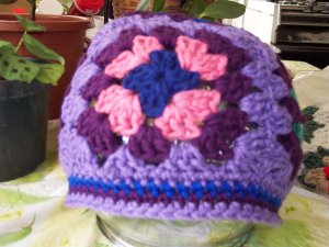 Lavendar Crochet Granny Square Hat