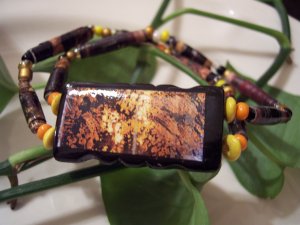 Harvest Fire Hand Rolled Paper Bead Bracelet