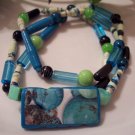 Turquoise Dream Hand Rolled Paper Bead Necklace and Bracelet Set