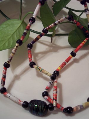 Bead Dazzle Hand Rolled Paper Bead Necklace