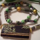 Golden Bamboo Hand Rolled Bead Necklace and Bracelet Set