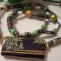 Golden Bamboo Hand Rolled Bead Necklace and Bracelet Set