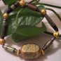Golden Bamboo Hand Rolled Bead Necklace and Bracelet Set