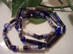 Blue Ice Hand Rolled Bead Necklace
