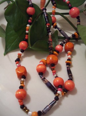 Pumpkin Spice Hand Rolled Bead Necklace