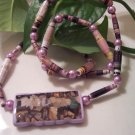 Frosty Lilac Mauve Hand Rolled Beaded Necklace