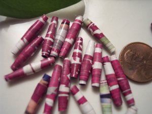 Magenta Hand Rolled Paper Beads