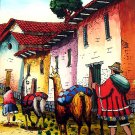 Cuzco Chincheros Glass Painting Lamas Llamas Peru