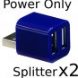 2 Pack - Cute USB Mini 2-Port POWER ONLY Splitter (Dark Red)