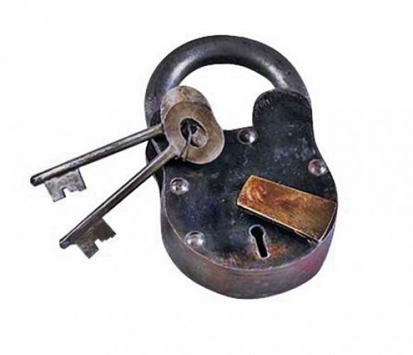Small Cast Iron Lever Lock Padlock With Keys Pirate Chest, Model: 1103, Tools