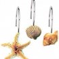 Seashell Shower Curtain Hooks Bathroom Beach Shell Decor (Set Of 12)