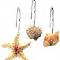 Seashell Shower Curtain Hooks Bathroom Beach Shell Decor (Set Of 12)