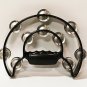 AP Pro Black Half Moon Shaped Headless Tambourine W/ Double Row Of Metal Jingles