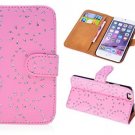 IPhone 5c Case, Pink Luxury Flip Wallet Rhinestones Diamond Coated Glitter Case