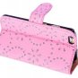 IPhone 5c Case, Pink Luxury Flip Wallet Rhinestones Diamond Coated Glitter Case