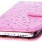 IPhone 5c Case, Pink Luxury Flip Wallet Rhinestones Diamond Coated Glitter Case