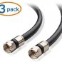 Cable Matters 3-Pack, CL2 In-Wall Rated (CM) Quad Shielded RG6 Coaxial Patch In