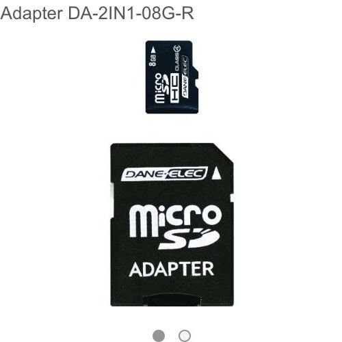 Dane-Elec 8 GB Class 4 microSDHC Flash Memory Card with SD Adapter DA-2IN1-08G-R