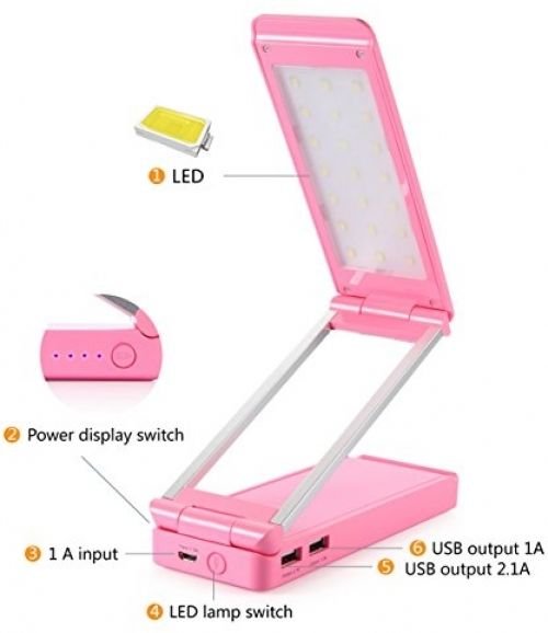 DOACE&Acirc;&reg; Power Bank With Foldable LED Desk Lamp Reading Lighflash Rechargeable 6