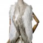 Crochet Real Rabbit Fur Vest With Raccoon Fur Trim