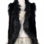Crochet Real Rabbit Fur Vest With Raccoon Fur Trim