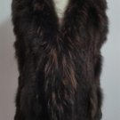 Dark Brown Short Rabbit fur Vest Raccoon trim
