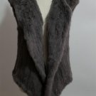Dark Grey Knitted Rabbit Fur Vest Top Outwear