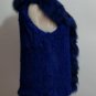 Sapphire Blue Rabbit Fur Vest Fox fur Collar M