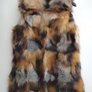 Long Red fox fur vest patchwork 75cm long