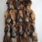 Long Red fox fur vest patchwork 75cm long