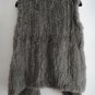 Dark Grey Knit Rabbit Fur Sweater Vest Fur Gilet