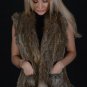 Crochet Rabbit Fur Vest With Raccoon Fur Trim