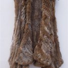 Brown/Black Rabbit Fur Vest Irregular Hem