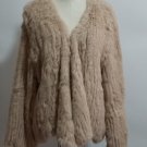 Khaki Knit Rabbit Fur Sweater Jacket Blazer XXL