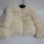 Cream Fox Fur Jacket patchwork leather stripes
